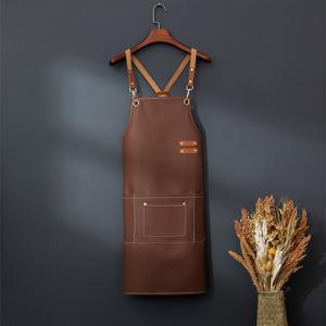 TEMU 주방 요리, 레스토랑 직원 유니폼, 셰프 앞치마, 카페 및 작업 앞치마를 위한 가볍고 내구성이 뛰어난 인조 가죽 앞치마, 남녀공용