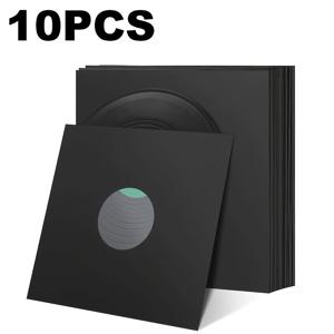 TEMU 12인치 검정색 크라프트 종이 슬리브 10/20개입 (비닐 레코드용), 앨범 정전기 방지 보관을 위해 디자인, 폴리 라이닝 내부 슬리브 특징, LP 비닐 재킷에 적합, фон오그래프 보관 및 수집가 보존에 이상적