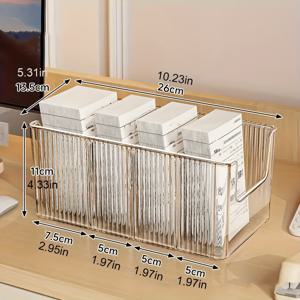 TEMU 아크릴 탁상용 사무용 정리함, 4단 수납공간 디자인, 청구서 서류 보관대, CD 레코드 보관 바구니, 포스트잇, 청구서 서류, CD, 벨트, 口罩에 적합, 다기능 수납 솔루션