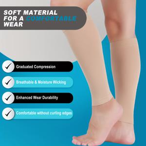 TEMU 1켤레의 압박 레그 슬리브 (20-30Mmhg 압력), 다소 오래 앉아 있거나 서 있으시는 분들을 위해 설계됨. 이 지지력 있는 레그 슬리브는 점진적인 압력을 제공하며 남녀공용 스포츠 용도로 적합합니다.