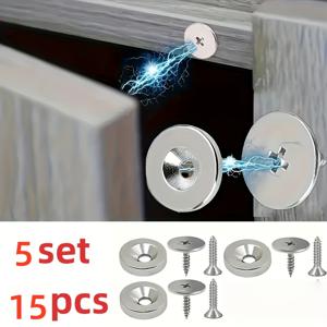 TEMU 15개입 강력 자석 도어 캐치 | 보이지 않는 힌지의 숨은 자석 잠금, 유리문, 주방 캐비닛, 옷장, 화장대에 적합 (목재, 유리, 현대 및 전통 가구용 저소음 닫힘 디자인)