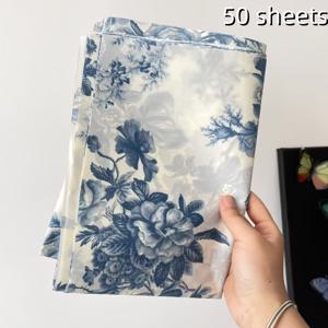 TEMU 10/20/50장 파란색 모란 패턴 선물 포장 티슈, 20*14인치 습기 및 깨지기 쉬운 물품 보호용, 생일, 발렌타인데이, 크리스마스, 선물, 의류, 와인 포장 및 장식 상자 채우기에 적합