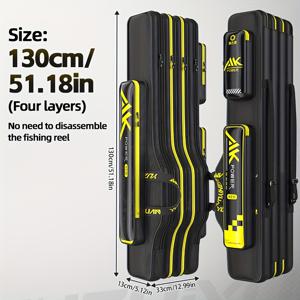 TEMU 피싱 소스 원피스 낚시 장비 가방, 낚시 도구, 릴 친화적 디자인, 다층 수납, 강화 1680D 옥스포드 원단, 스틸 와이어 에징, 금속 지퍼, 대용량, 가볍고 휴대 간편, 낚싯대 가방, 바닷물 및 민물 낚시에 이상적, 휴가 선물