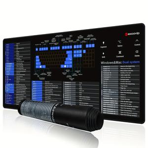 TEMU 1개: Windows용 단축키가 있는 데스크 매트, Apple Mac/iOS 시스템용 단축키가 있는 마우스 패드, 듀얼 시스템 단축키 수집 매트, 박음질 처리된 가장자리의 대형 사이즈