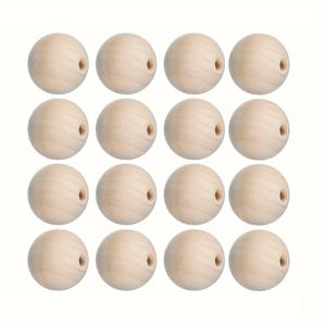 TEMU 16개 MIOUMEI 40mm 원형 나무 구슬 - 미완성 나무 스페이서 구슬, 인형집 미니어처, 조각품 및 공예용 - 루즈 비즈 (16개)