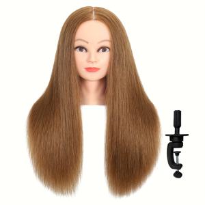 TEMU 100% 인간 머리카락 마네킹 헤드 스탠드 포함 - 실감나는 & 컬리 헤어스타일링, 미용사 및 코스메톨로지 학생을 위한 완벽한 훈련 도구, 커팅, 컬러링, 펌 연습용, 전문가적 외관, 내구성 있는 구조, 헤어드레싱 교육, 코스메톨로지 학생을 위한 헤어드레싱 장비