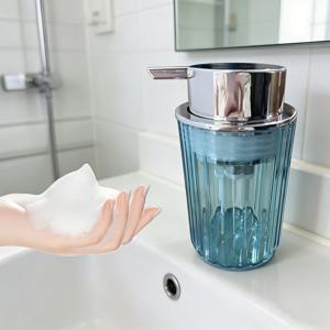 TEMU 폼 메이커: 실버 플라스틱 펌프 비누 디스펜서, 투명 욕실 카운터탑 용기, 주방 및 욕실용, 전기 필요 없음, 욕실 및 주방 싱크 액세서리, 우아한 펌프 메커니즘, 내구성 있는 플라스틱 펌프, 주방 정리함,카운터탑 스토리지, 디자인,세련된 디스펜서,고품질 펌프,비누 용기,넘치지 않는 디자인,욕실 장식,청소 도구