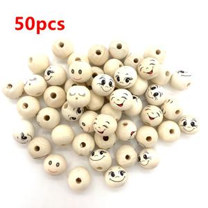 TEMU 재미있는 얼굴이 있는 나무 구슬 50개 세트, 20mm(0.78인치), 큰 눈과 닫힌 눈 디자인, 주얼리 프로젝트, 행운의 곤충 키링, 팔찌 및 목걸이 추가에 적합