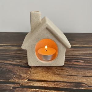 TEMU 세라믹 하우스 캔들 홀더 - 지붕이 있는 작은 코티지, 다이닝 센터피스용 광택 테이블 호환, 아늑한 야간 조명 & 크리스마스 장식 선물, 소형 공간을 위한 세라믹 테이블탑 장식