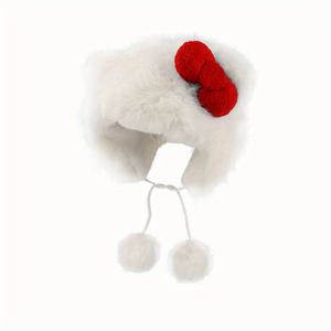 TEMU 1개입 한국 스타일의 세련되고 쉬운 리본 모자, 귀여운 동물 디자인, 스타일리시하고 따뜻한 가을/겨울용 두꺼운 플러시 모자