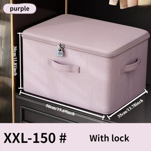 TEMU 잠금 장치, 더블 지퍼 및 손잡이가 있는 대용량 접이식 수납 상자 - 침대 밑, 의류, 세탁 및 이사에 적합한 뚜껑이 있는 튼튼한 현대적인 접이식 수납 바구니 - 견고한 구조, 침대 밑 수납