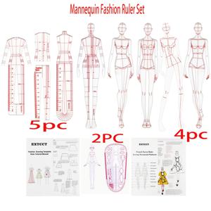 TEMU 의류 디자인용 마네킹 패션 자 및 패션 라인 드로잉 인체 템플릿 세트 11개, 인체형 디자인 템플릿 키트, 재봉 액세서리
