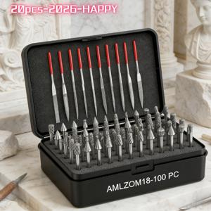 TEMU 20개 고속도강 로터리 연마 비트 및 소형 파일 세트 | 바늘 모양 파일, 컴팩트 커터 키트, 산업용 로터리 커터 세트, 내구성 좋은 버, 목공, 금속 드릴링, 조각 및 연마에 적합