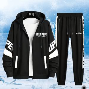 TEMU 캐주얼 스포츠용 봄/가을 후드티 세트, 투피스 의상