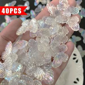 TEMU 40개 아크릴 이리디슨트 나비 장식, DIY 공예용, 3D 수제 장식 비즈, 휴대폰 케이스 및 창의적인 프로젝트용