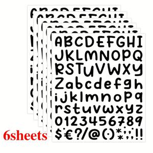 TEMU 6장 1인치 자체 접착 비닐 알파벳 스티커, 사무실, 학교, 가정용 사인 스티커, 게시판 장식용
