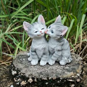 TEMU 수집용 피규어, 1개 커플 고양이 조각상 레진 장식품, 정원 방 데스크탑 모델 컬렉션 장식, 더블 캣 디자인, 아름다운 사랑을 상징하는 휴일 선물로 최적