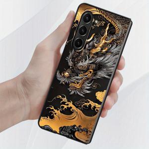 TEMU 폰 케이스: 삼성 갤럭시 폴드6 폴드5 폴드7 폴드3 Z 폴드 7 6 5 4 3 폴드4 호환 블랙 골든 드래곤 패턴 백 폰 커버