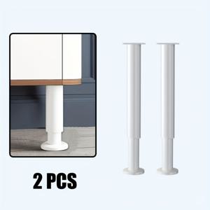 TEMU 2개 헤비듀티 조절 가능 높이 텔레스코픽 다리 - 자유 조합, 견고한 금속 구조, 조절 도구 불필요, 베이 윈도우 테이블, 침대 프레임, TV 캐비닛, 소파 지지대에 적합 (화이트)