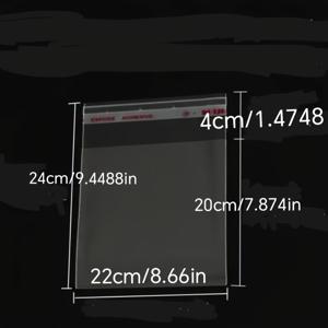 TEMU 100개, OPP 봉투 자체 접착 봉투 두꺼운 투명 플라스틱 필름 포장 봉투 액세서리 및 의류용 OPP 지퍼백