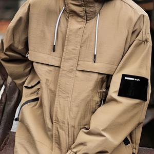 TEMU Char Lion 남성용 스타일리시 후드 재킷 - 여유로운 핏과 여러 포켓, 봄 & 가을용 지퍼 디자인, 캐주얼 아웃도어 웨어, 봄 재킷 | 후드 재킷 | 내구성 있는 원단