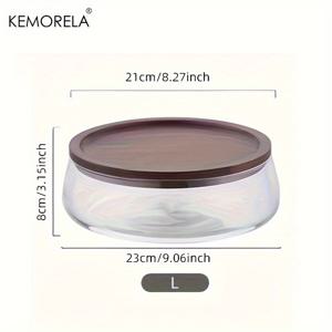 TEMU 케모렐라 더블 레이어 유리 그릇과 나무 뚜껑 - 견고한 유리 및 목재 주방 보관 용기 (견과류, 과일, 시리얼, 사탕용) - 할로윈, 크리스마스, 추수감사절, 하누카를 위한 홈 데코, 스낵 정리함 | 모던 | 나무 뚜껑 디자인