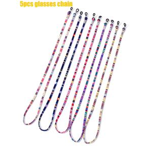 TEMU 컬러 블록 스플라이싱 안경줄 5개 세트, 미끄럼 방지 노안용 걸이 스트랩, 컬러 안경 체인, 여성용 안경 액세서리