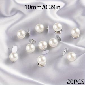 TEMU 20개 탈부착 및 재사용 가능한 재봉 불필요 버튼 세트. 의류 및 공예에 적합하며, 진주 모양의 디자인의 다용도 플라스틱 진주 리벳이 특징입니다.