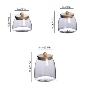 TEMU 3개 세트 오벌 유리 밀폐용기 - 세 가지 용량 콤보 세트, 고강도 보로실리케이트 유리 제작 - 매끄럽고 평평한 디자인, 차나 커피콩 보관에 완벽, 가정, 주방 또는 카페 정리에 이상적
