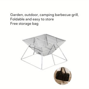 TEMU HANYUE 두꺼운 스테인리스 스틸 접이식 다기능 바베큐 그릴 (육각형, 직사각형, 사각형 모양), 야외, 마당, 캠핑, 자가용 등에 적합, 휴대용 가방 포함