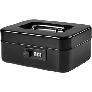 TEMU 신형 스타일 4가지 색상, 조합 잠금장치가 있는 스틸 캐시 박스 금고, 탈착식 동전 트레이 포함, 7.87 X 6.3 X 3.54 인치, 휴대용 금고, 통화 관리, 일상 사무용품