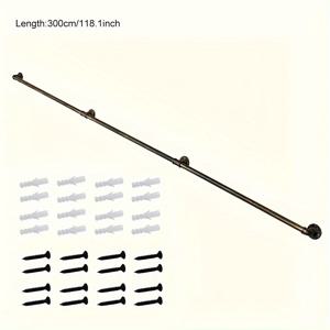 TEMU 배송: 금속 수도관 계단 핸드레일 1개, 미끄럼 방지 난간, 산업용 파이프, 의류용, 실외/실내용, 고정점 2-3-4-5개 산업용 파이프 계단 핸드레일, 긴 안전 손잡이, 벽걸이형 당김 손잡이, 블랙, 브론즈, 화이트 색상 선택 가능, 분리 및 재조립 가능