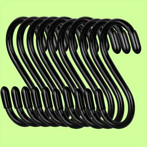 TEMU 10개입 강력한 블랙 S-형 금속 훅, 3.14인치 - 미끄럼 방지 고무 코팅, 옷, 식물, 그릇 및 수건을 걸어두는 데 이상적, 옷장 및 주방에 적합, 옷장 조직 | S-형 훅 | 내구성 있는 금속 훅, 옷을 걸어두는 훅