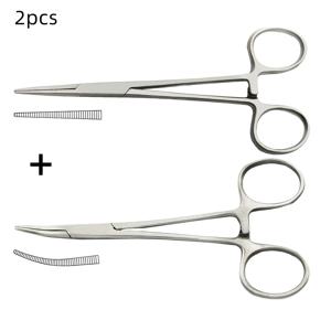 TEMU 2개 세트 스테인리스 펫 이어 헤어 리무버, 개 그루밍 헴오스타스 도구 직선 및 곡선 팁 포함, 애완동물 털 제거 | 인체공학적 손잡이 | 광택 마감, 애완동물 털 제거 도구