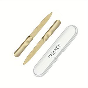 TEMU 스테인리스 스틸 네일 파일 2개입 - 인체공학적 소프트 그립 핸들, 내구성, 무취, 재사용 가능, 남녀공용 매니큐어 도구 - 가정용 살롱 등급 네일 케어 세트 (상자 포함)