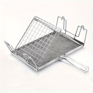 TEMU 1개 스테인리스 스틸 접이식 토스터 랙, 휴대용 핸드헬드 야외 캠핑 그릴, 피크닉 및 하이킹에 적합, 베이킹 도구, 분리 가능하고 세척이 용이함, 할로윈 및 크리스마스 야외 캠핑에 이상적