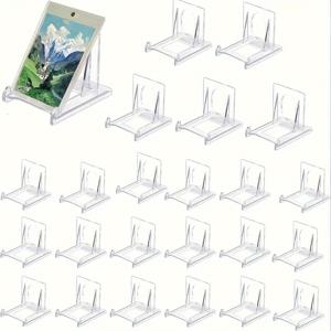 TEMU 24개 조절 가능한 아크릴 디스플레이 이젤 - 사진, 장식용 접시 및 전자제품용 다목적 플라스틱 스탠드 - 글램 스타일 홈 데코, 높이 조절 가능한 투명 스탠드, 사진 디스플레이 | 모던 홈 데코 | 조절 가능한 스탠드, 사진 디스플레이 홀더