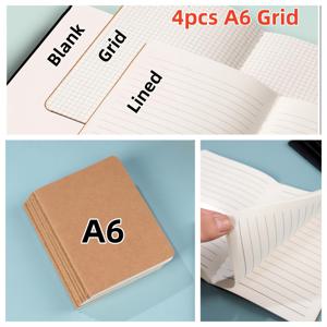 TEMU 4개/세트 포켓 노트북 브라운 소프트커버 스레드 바인딩 소형 노트북 다이어리 메모패드, A6 사이즈(10x14cm/3.9