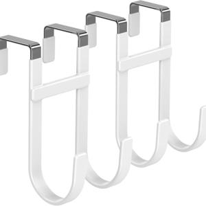 TEMU 문걸이 후크 2개 세트 - 미끄럼 방지 고무 장착 헤비듀티 듀얼 후크 정리 걸이, 타월, 옷, 모자, 가방용 - 욕실, 침실, 주방 내부 문 1 3/8인치까지 호환 - 장식, 크리스마스 장식용