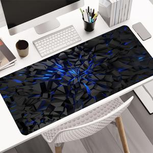 TEMU 대형 미래지향적 블랙 마우스패드 - 생동감 넘치는 네온 블루 라인 - 고품질 고무 베이스와 정밀한 가장자리 스티칭 - 내구성 있는 데스크 매트, 게이밍 및 오피스 데코에 적합 - 이상적인 선물, 데스크 마우스패드에 적합