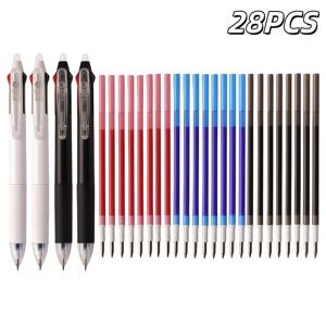 TEMU 28개/21개 삼색 클릭 젤펜 - 0.5mm 팁 (파란색, 검정색, 빨간색) - 창의적인 삼중 지우개 액체 잉크 펜 세트 (리필 포함) - 부드러운 필기감