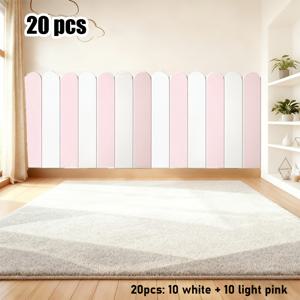 TEMU 20개입 3D 폼 벽 패널 (23.62x5.87인치), 두꺼운 폼 충격방지 벽스커트 자체 접착지, 다양한 색상 옵션, 거실 침실 벽 장식, 홈 데코, 텍스처 벽지, 장식용 벽지, 자체 접착 벽지