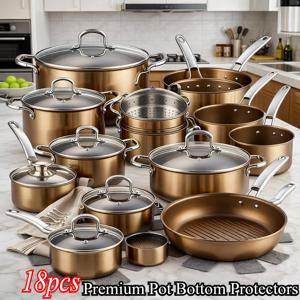 TEMU 18개 냄비 바닥 보호대 - 눌러붙지 않음, 스크래치 방지, 냄비, 팬, 유리 식기류에 적합, 내열성, 내구성 있는 주방 액세서리