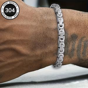 TEMU 304 스테인리스 스틸 남성용 팔찌, 황제 체인 팔찌, 킹 팔찌 - 고품질 남성용 팔찌, 남성용 손목 밴드, 남성용 주얼리, 남성용 액세서리