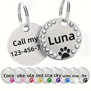 TEMU 개인 맞춤 각인 애완동물 ID 태그, 고양이 및 강아지용 맞춤 원형 철 합금 이름 태그, 소형 및 중형 애완동물에게 적합