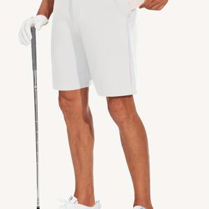 TEMU 남성용 경량 퀵드라이 골프 반바지, 9인치 보이지 않는 지퍼 및 4개 포켓 - 스트레치 탄력 허리밴드, 수분 흡수 원단으로 하이킹, 테니스, 야외 스포츠용 - 레귤러 핏 캐주얼 애슬레틱 쇼츠, 단색 디자인 | 통기성 원단