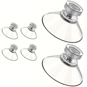 TEMU 6개입 흡입컵 유리용 흡착 패드, 41mm 투명 PVC 플라스틱 흡입컵, 고리 없음, 초강력 접착식 흡착 마운트, 다용도 고리