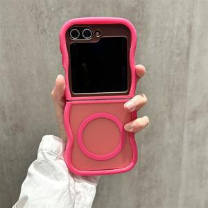 TEMU 갤럭시 Z 플립 5 Z 플립 6 Z 플립 4 호환 웨이비 매트 투명 아머 쇼크프루프 마그네틱 케이스 - 무선 충전 가능, 슬림 쇼크프루프 소프트 범퍼 커버