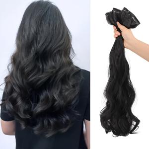 TEMU 여성용 클립인 헤어 익스텐션 3개 세트 - 자연 웨이브, 보이지 않는 무봉제, 가벼운 무게감, 볼륨 증가, 부드러운 질감, 탄력 있는 BB 클립 포함 - 모든 머리 타입에 적합