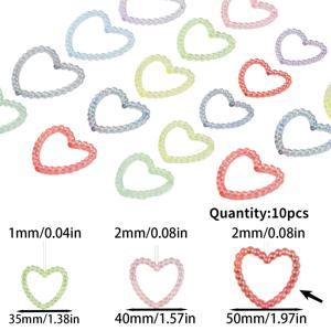 TEMU 팔찌 및 목걸이용 35/40/50mm 양파링 하트 아크릴 장식 10/20개입, 핸드메이드 주얼리 공예용 다용도 액세서리 재료